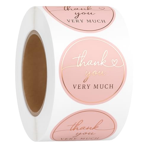 500 PCS Thank You Stickers 1.5 Inch – Blush Pink with Rose Gold Foil | Waterproof, Tear-Resistant Labels for Small Business, Packaging, Envelopes, Boxes, Cards, Gifts, Orders, Wedding Supplies