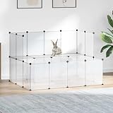 Kasten Stall Kleintiergehege,Kleintierkäfig Transparent 143x107x93 cm PP und Stahl,Freigehege für Hamster oder Hasen