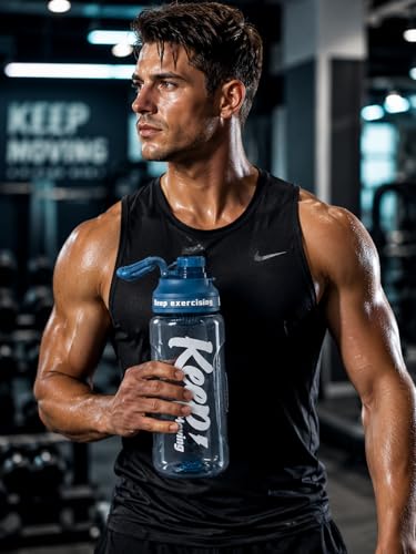 Image of AQUAFIT Sports Water Bottle With Portable Handel With BPA Free Material For Gym,Yoga And Sports Activity Color- (Transaprent Blue, 2 Liter)