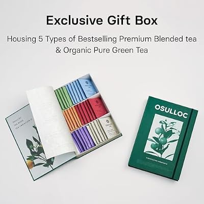 OSULLOC TEA VARIATION O (36 Count, 6 Types x 6 ea), Elegant & Sophisticated designed Gift Set, 6 Premium Organic Pure & Blended Tea from Jeju Island