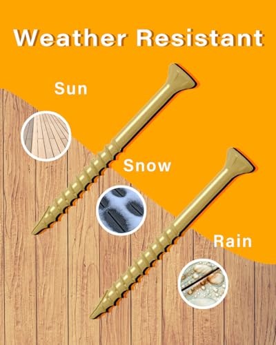 Image of IMSCREWS 50 Pcs #10 x 3 Inch Deck Screws - Star Drive Wood Screws, Tan Epoxy Coated Exterior Construction Fasteners for Fence, Decks & Treated Lumber - Self-Tapping, Rust Resistant (No Bit)