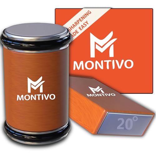MONTIVO Professional Kitchen Knife Sharpener Tool, Rolling Knife Sharpener Kit with Diamonds and Ceramic for Steel of Any Hardness with Adjustable 15 & 20° Magnetic Angle Base