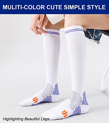 Sujayu 3 Pairs Compression Socks For Women 20-30 Mmhg Knee High, Womens Compression Socks Compression Stockings For Women (As1, Alpha, L, X_L, Regular, Regular, Black/White/Blue) #TOP1