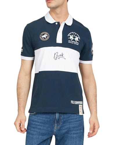 Polo La Martina Velibor s/s en jersey de coton haut de gamme navy