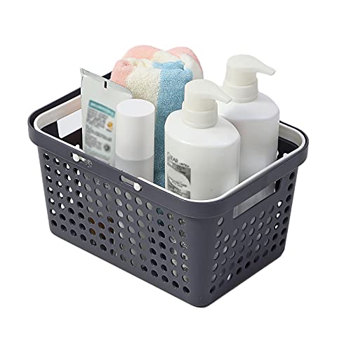 Plastic Portable Storage Organizer Caddy,Portable Shower Caddy Tote Portable Storage Bins with Handles,Cleaning Caddy for Bathroom,College Dorm,Kitchen,Bedroom (Black, Small)