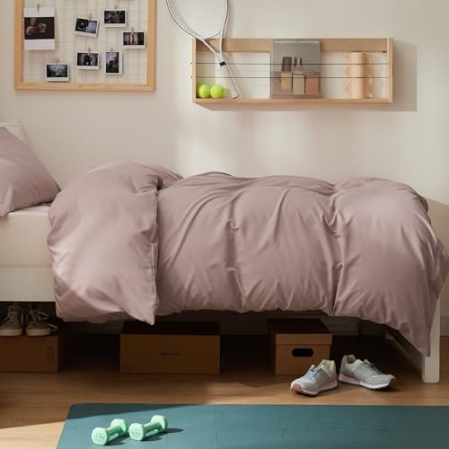 Image of Bedsure Twin /Twin XL Duvet Cover, Double Brushed Bedding Set, Dusty Rose | For Kids & Adults, 68 inchx90 inch Comforter Cover, Hotel Luxury, All Season, Breathable, Easy Care, Lightweight, Zipper Closure