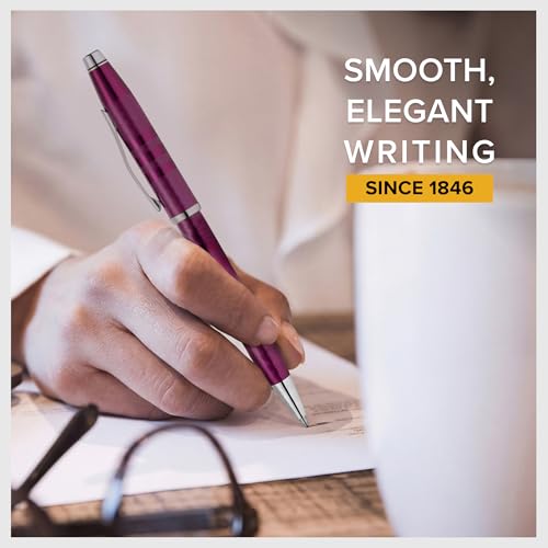 Image of Cross Century II Midnight Plum with Polished Chrome Appointments Refillable Ballpoint Pen - Medium Point, Black Ink, Presented in a Luxury Gift Box