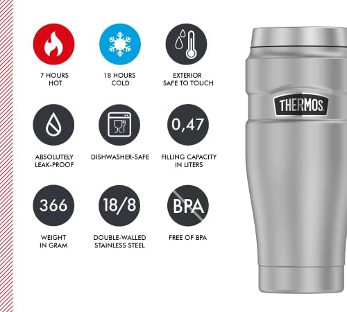 Thermos Stainless King Mug Kubek Termiczny Coffee-to-Go Stainless King, Stal Nierdzewna, Stalowy, 470 ml