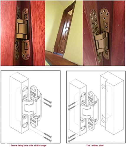 Charnière de porte en bois 3D robuste invisible et ferrure réglable cachée