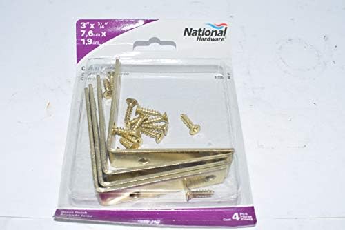 NATIONAL MFG/SPECTRUM BRANDS HHI N190-850 Corner Iron with Screws (4 Pack), 3" x 3/4", Bright Brass Finish image 5