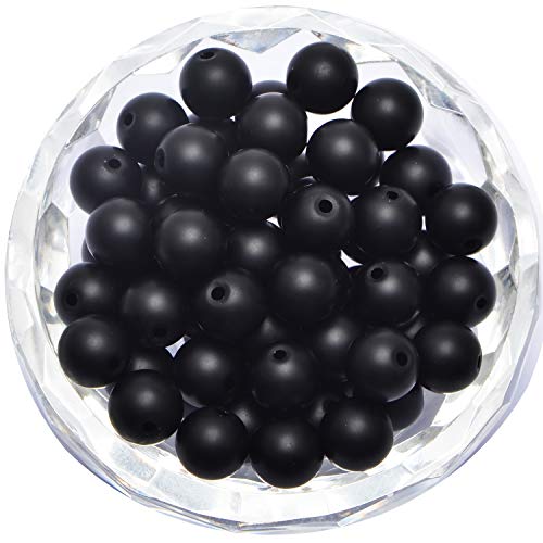 Image of 80Pcs Natural Crystal Beads Stone Gemstone Round Loose Energy Healing Beads with Free Crystal Stretch Cord for Jewelry Making (Matte Onyx, 10mm)