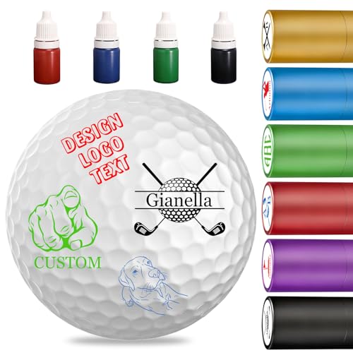 Uoffice5 Tampon de balle de golf personnalisé avec logo monogramme personnalisé pour balle de golf, cadeau pour homme, mari, petit ami, papa, golfeur