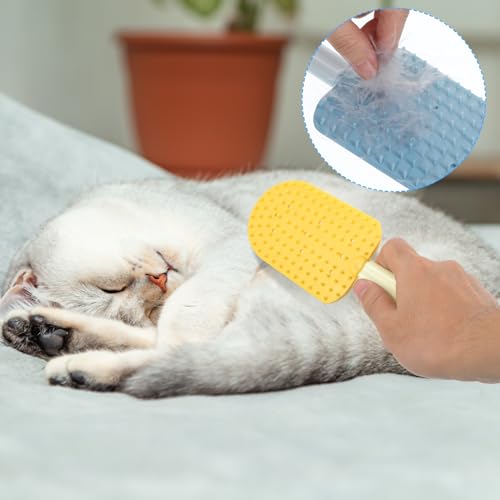 Image of 3pcs Cat Tongue Brush,2 in 1 Double-Sided Silicone Cat Brush,Cute Cats Brushes Silicone,Pet Hair Removal Tool for Long-Haired Cats, Grooming, Cleaning,Hair Removal (Blue, Green, Yellow)