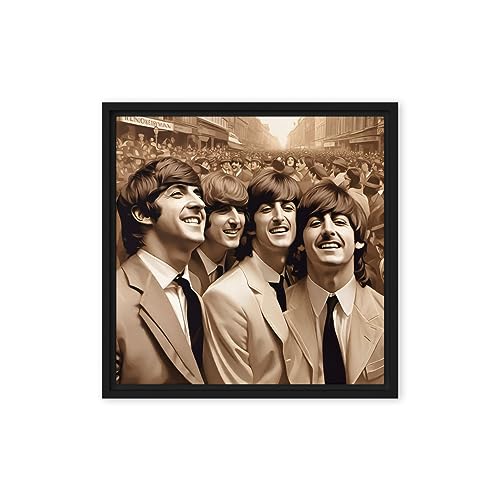 The Beatles Wall Art: « Dawn of Fame » – Sepia Canvas Print, Original Framed Beatles Art, Available in 12×12 or 18×18 - Les Beatles, Paul McCartney, John Lennon, RIngo Starr, George Harrison The Beatles Wall Art: "Dawn of Fame" - Sepia Canvas Print, Original Framed Beatles Art, Available in 12x12 or 18x18