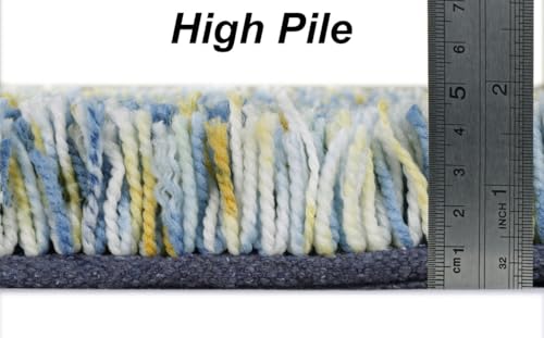 Image of FIASCO Tie Dye Shaggy Carpet Bedside Runner 2 Inch Pile Height Back in Canvas for Bedroom, Kids Room, Guest Room Microfiber Soft Plush Fluffy Shaggy Carpet | 1.5x4 Feet Yellow Ivory Mix