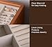 Clasin Home Jewelry Box with Glass Lid, 3 Layer Jewelry Organizer for Women, Solid Wooden Jewelry Box Display for Ring Earrings Necklace Bracelet, Pine Wood Jewelry Boxes Vintage Style for Gifts