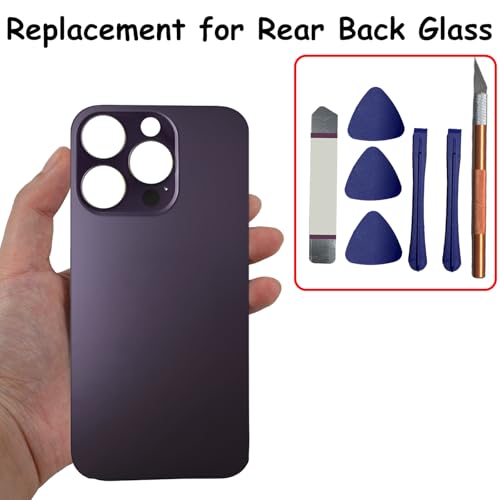 Image of 14 Pro Max Back Glass Replacement for iPhone 14 Pro Max Rear Back Glass Compatible with iPhone 14 Pro Max with Pre-Installed Adhesive + Reparing Toolkit (Deep Purple)