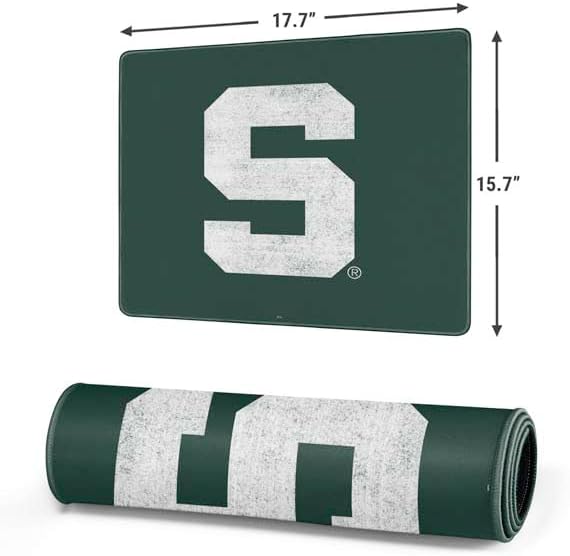 Skinit Medium Gaming Mouse Pad - Officially Licensed Michigan State University Spartans Away Grey S Design with Stitched Edges, Waterproof, Non-Slip Rubber Base, Desk Mat for Keyboard & Mouse
