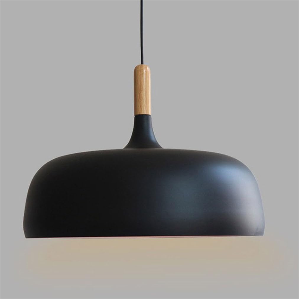 TCHAUSGZOZ 19.7" Vintage Industrial Pendant Light Fixture - Black Metal Shade Wooden Accents, E26 Socket for Kitchen Island, Dining Room, Living, Bar(Dark,50cm)