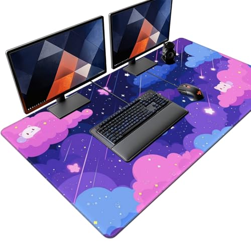 Tapis de bureau de jeu violet doux et géant pour setup créatif