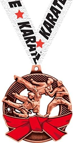 Karate Red Belt Medals - 2.25" Bronze Karate Medal Awards Prime