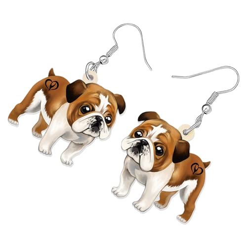 BONSNY Acrylic Dangling Novelty Fun Adorable Cute Dog Breeds Pets Earrings Hypoallergenic Designer Jewelry Gifts For Women3