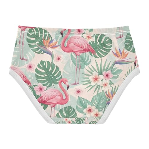 Tropical Leaves Pink Flamingos Girl Underwear, Toddler Girl Briefs, Cotton Underwear Girls, 2–8 Years2
