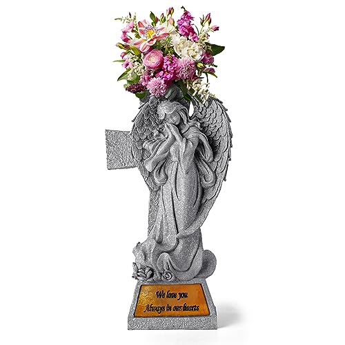 Jfhedy Angel Garden Statue Outdoor Decor, Grave Decorations For Cemetery, Solar Angel Garden Figurines Gifts For Mom Grandma Or Cemetery Decorations For Grave Garden Memorial Stones #TOP4