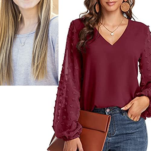 Blusa de Chiffon para Mulheres Com Decote Em V Confortável Linda Blusa Feminina Elegante Vermelho Vi