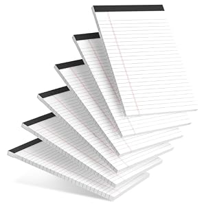 AILZFEI 6-tlg. Kleines Notizbuch 5x8 College Linierte Rechtspads Papier Notizblöcke 6er-Pack Studienrückseite Schreibblöcke 5 x 8 Rechtspads Perforierte Schmale Linierte Papierblöcke Weiß
