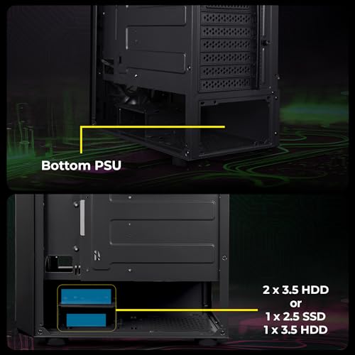 Image of ZEBRONICS Invicta Mid-Tower Premium Gaming Cabinet ATX /MicroATX /MINI ITX, 3X 120mm Front + 1x 120mm Rear Fan, Halo Glow Ring RGB Fans, RGB LED Modes, Tempered Glass Side Panel