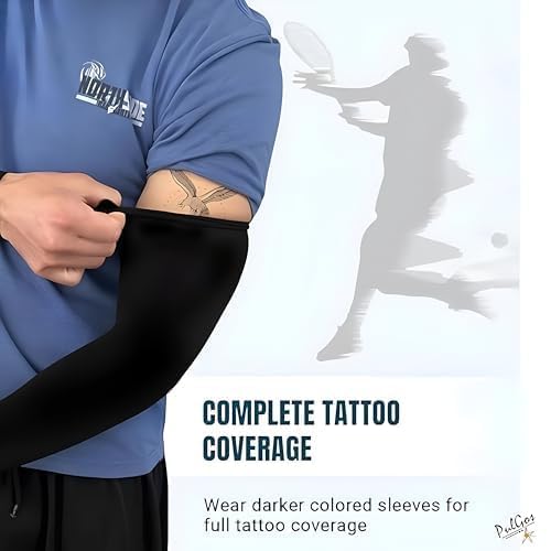 Image of PulGos UV Protection Arm Sleeves with Thumb Holes, Nylon Sun Protection Hand Cover for Running and Cycling, Unisex