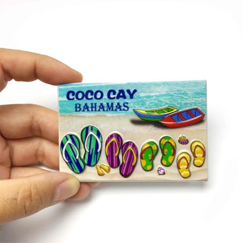 Imán decorativo de resina 3D Coco Cay Bahamas miniatura 3