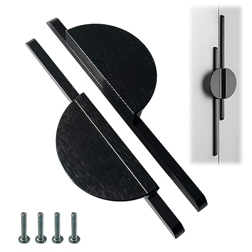 Fayemint 2 Pièces Poignées D'armoire Noires en Demi-Cercle, 160mm Poignée Meuble Noir, Poignées Cuisine Noir, avec Vis, pour Cuisine, Armoire, Commode,...