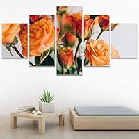 SIGNWIN 5 Panel Canvas Wall Art Modern Art Bohemian Bouquet Colorful Cool Floral Group Multicolor Photography Realism for Home Decorations Ready to Hang - 60