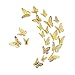 Luxbon 36 Pezzi Farfalla Adesivi Murali, 3 Stili e 3 Dimensioni Farfalle 3D per Parete per Decorazioni per Aula Feste in Camera da Letto di Casa (Oro)