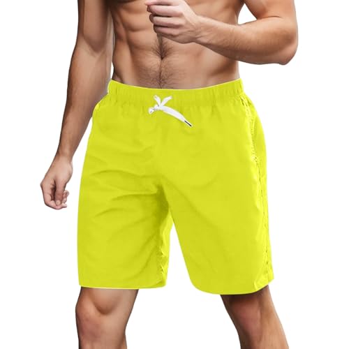 Generisch Bañador para hombre – Pantalones cortos de baño con interior de malla, secado rápido, pantalones cortos de verano ligeros con bolsillos, pantalones de natación cortos, amarillo, XL