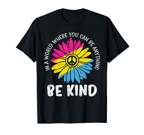 World Be Kind Pansexual Daisy Peace Hippie LGBT Pan Gift t-shirt, Preto, S