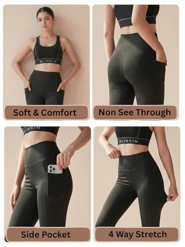 Image of BLINKIN Flared Gym Pants for Women's Workout - The Ultimate Yoga Pants | Workout Lowers | Gym Track Pants for Women with Side Pockets (2049)