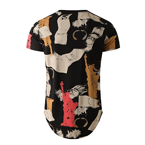 YININF Mens Hipster Hip Hop All Over Graphic Longline T-Shirt