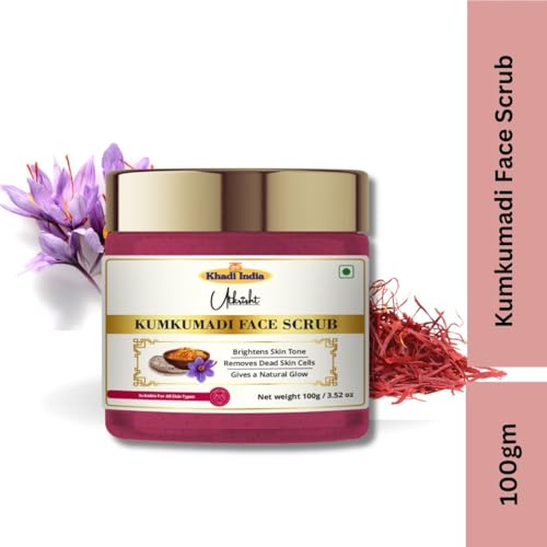 Image of Khadi Kumkumadi Face Scrub 100 gm | Infused with Saffron | Brightens for Glowing & Even Out Skin Tone | For Dark Spots & Pigmentation | All Skin Types | Exfoliating Scrub for Men & Women