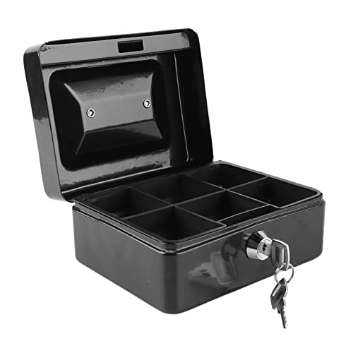 Caja de metal para dinero en efectivo con cerradura, portátil, pequeña caja de almacenamiento de metal de seguridad con 2 llaves para dinero, documentos, hogar, coche