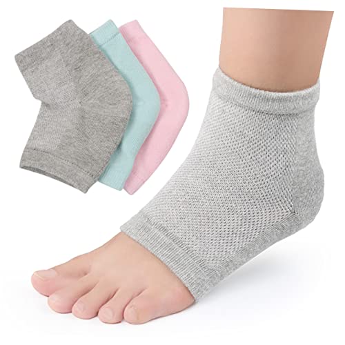 Healeved 3-Pack Heel Sleeve Moisturizing Socks for Women Men Open Toe Gel Heel Socks for Dry Rough Sk