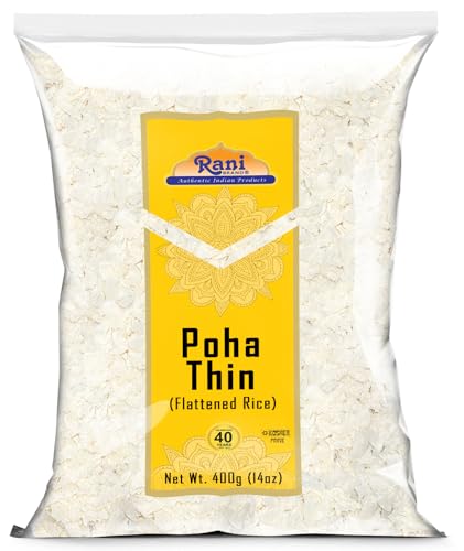 Rani Poha (Powa) Thick Medium-Cut (Flattened Rice) 32oz (2lbs) 908g ~ All Natural, Salt-Free | Vegan | Kosher | No Colors | Gluten Friendly | Indian Origin