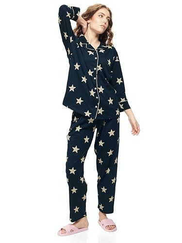 Image of WEET Women's Star Printed Cotton Night Suit Set
