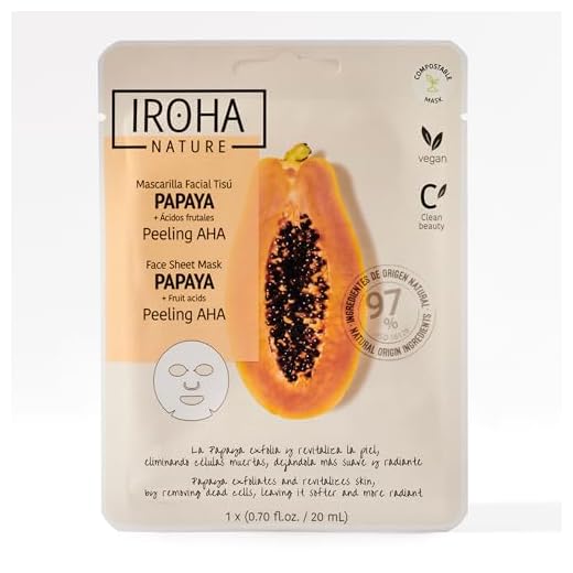 Iroha Nature Mascarilla Facial Peeling con Papaya, AHA y Enzimas de Piña | Cosmética Coreana Exfoliante | Piel más Suave y Radiante