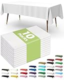 Pureegg Plastic Table Cloth Disposable 10 Pack, 54 x 132 Inch Table Cloths, Party, Picnic, Wedding, Decorative Tablecloths, Rectangle, White Plastic Cover, Leakproof & Sturdy, White