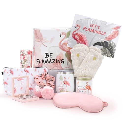 Flamingo Birthday Gift Basket for Women, Spa Gifts for Her, Self Care Gift Box, Women's...