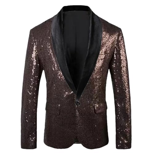 Men's Sequin Party Suit Jacket Lightweight Slim Fit Coat for Formal Event or Stage Performance Use