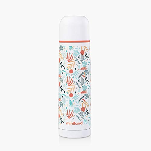 Miniland - Termo Bebé para Líquidos 500 ml de Acero Inoxidable, Mantiene Temperatura más de 24h Frío y Calor, Cierre Hermético y Sistema Antigoteo (Mediterranean)